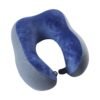 U Shaped Memory Foam Neck Pillow Blue Grey Travel Pillow with Snap (1 Pc)
