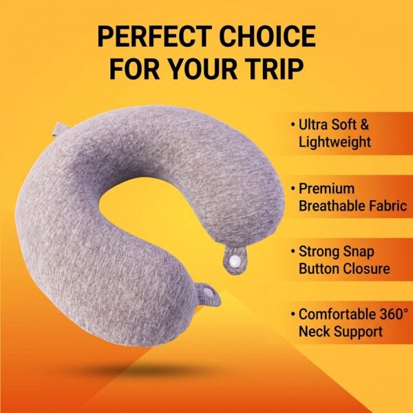 TravelNeckPillow01-05_010d9995-245d-420d-b03c-1cc2648a0ad6.jpg U Shaped Soft Travel Neck Pillow Grey Melange Head Neck Support (1 Pc)