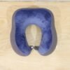 U Shaped Memory Foam Neck Pillow Blue Grey Travel Pillow with Snap (1 Pc)