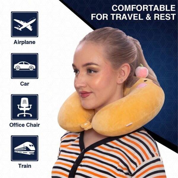 U-Shaped Travel Neck Pillow, Cute Capybara Soft Plush Pillow for Kids (1 Pc)