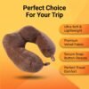 Men's U Shaped Soft Brown Plush Travel Neck Pillow for Head Support (1 Pc)