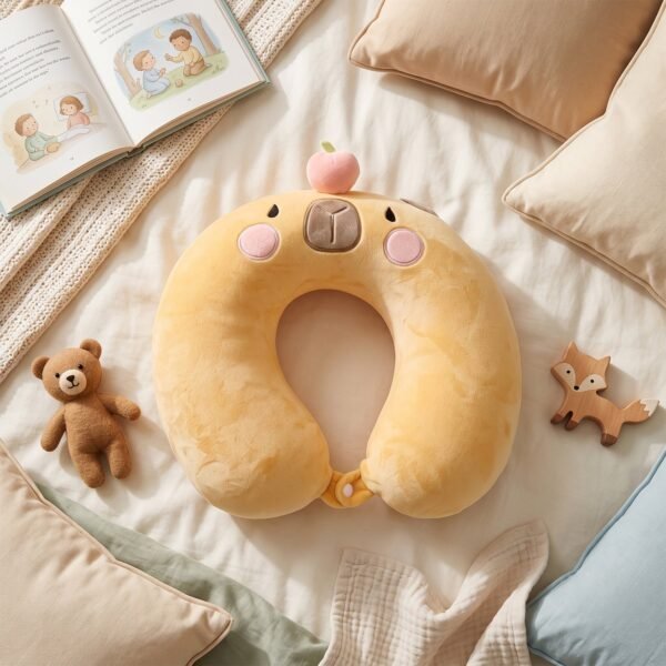 U-Shaped Travel Neck Pillow, Cute Capybara Soft Plush Pillow for Kids (1 Pc)