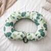 U Shaped Neck Pillow Green Leaf Print Travel Pillow Soft Head Support (1 Pc)