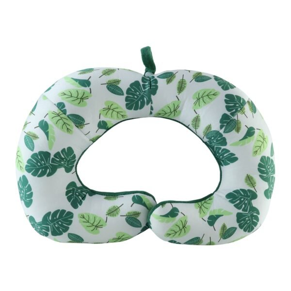 U Shaped Neck Pillow Green Leaf Print Travel Pillow Soft Head Support (1 Pc)
