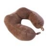 Men's U Shaped Soft Brown Plush Travel Neck Pillow for Head Support (1 Pc)