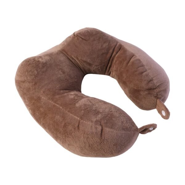 Men's U Shaped Soft Brown Plush Travel Neck Pillow for Head Support (1 Pc)