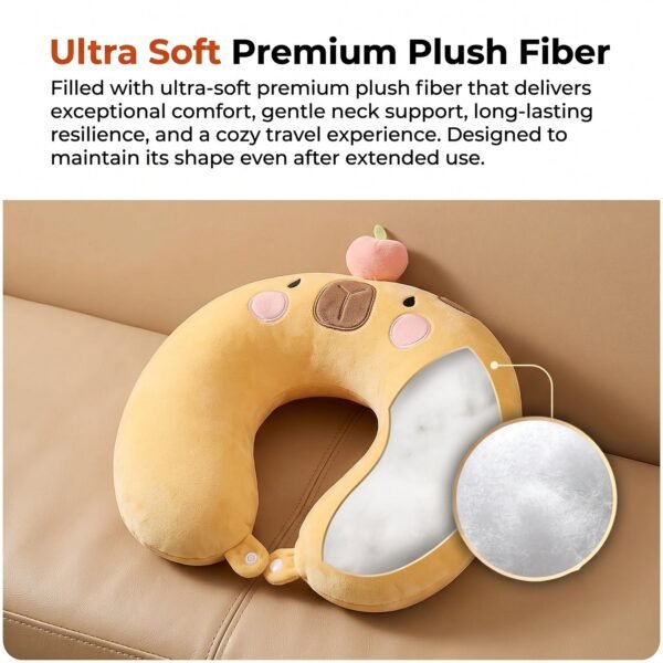 U-Shaped Travel Neck Pillow, Cute Capybara Soft Plush Pillow for Kids (1 Pc)