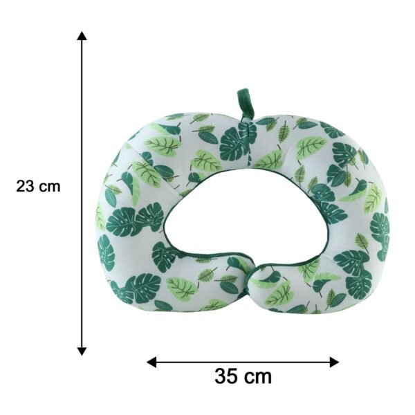 U Shaped Neck Pillow Green Leaf Print Travel Pillow Soft Head Support (1 Pc)