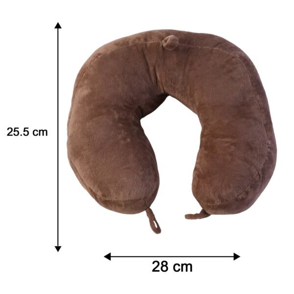 Men's U Shaped Soft Brown Plush Travel Neck Pillow for Head Support (1 Pc)