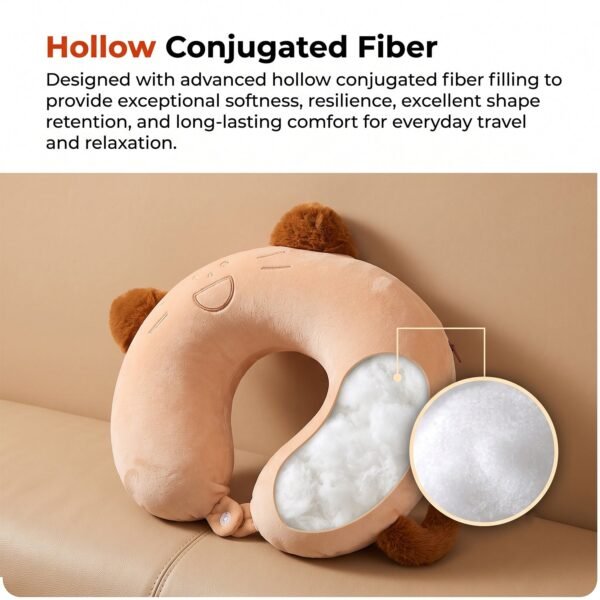 U-Shaped Travel Neck Pillow, Cute Cat Soft Plush Pillow with Ears (1 Pc)