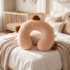 U-Shaped Travel Neck Pillow, Cute Cat Soft Plush Pillow with Ears (1 Pc)