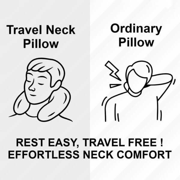 U-Shaped Travel Neck Pillow, Soft Comfortable Support Pillow with Snap Button (1 Pc)