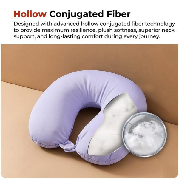 U-Shaped Travel Neck Pillow, Soft Comfortable Support Pillow with Snap Button (1 Pc)