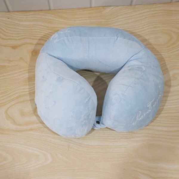 U Shaped Soft Travel Neck Pillow Blue Plush Head Neck Support Cushion (1 Pc)