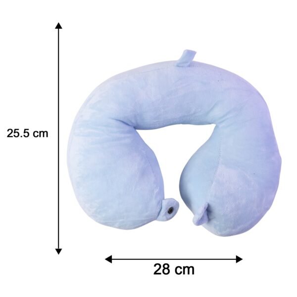 U Shaped Soft Travel Neck Pillow Blue Plush Head Neck Support Cushion (1 Pc)