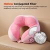 U Shaped Travel Neck Pillow Soft Plush Pink White Head Neck Support (1 Pc)