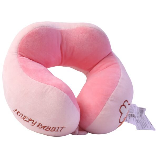 U Shaped Travel Neck Pillow Soft Plush Pink White Head Neck Support (1 Pc)