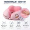 U Shaped Travel Neck Pillow Soft Plush Pink White Head Neck Support (1 Pc)