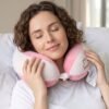 U Shaped Travel Neck Pillow Soft Plush Pink White Head Neck Support (1 Pc)