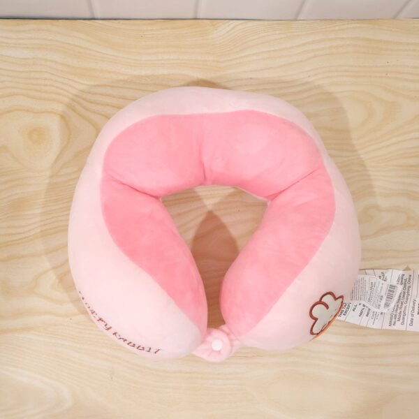 U Shaped Travel Neck Pillow Soft Plush Pink White Head Neck Support (1 Pc)