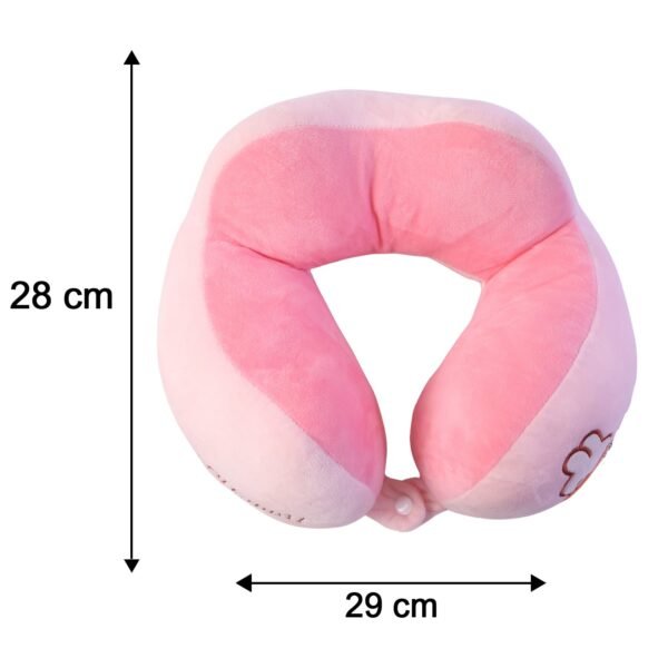 U Shaped Travel Neck Pillow Soft Plush Pink White Head Neck Support (1 Pc)