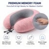 U Shaped Travel Neck Pillow Pink Grey with Drawstring Toggle (1 Pc)