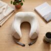 TravelNeckPillow09-03 U Shaped Memory Foam Travel Neck Pillow Beige with Buckle Strap (1 Pc)