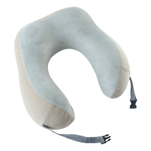 TravelNeckPillow09-04 U Shaped Memory Foam Travel Neck Pillow Beige with Buckle Strap (1 Pc)