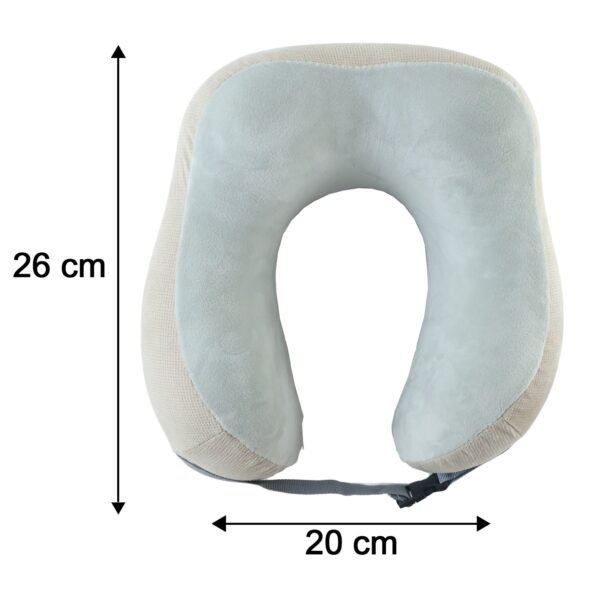 TravelNeckPillow09-size U Shaped Memory Foam Travel Neck Pillow Beige with Buckle Strap (1 Pc)