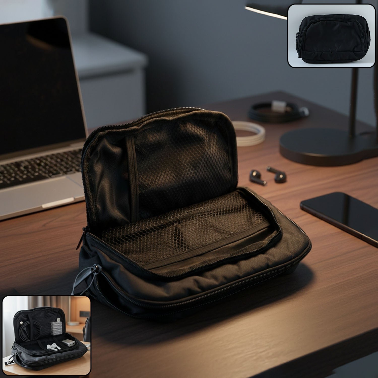 Small Electronics Organizer Pouch – Compact Travel Gadget Case