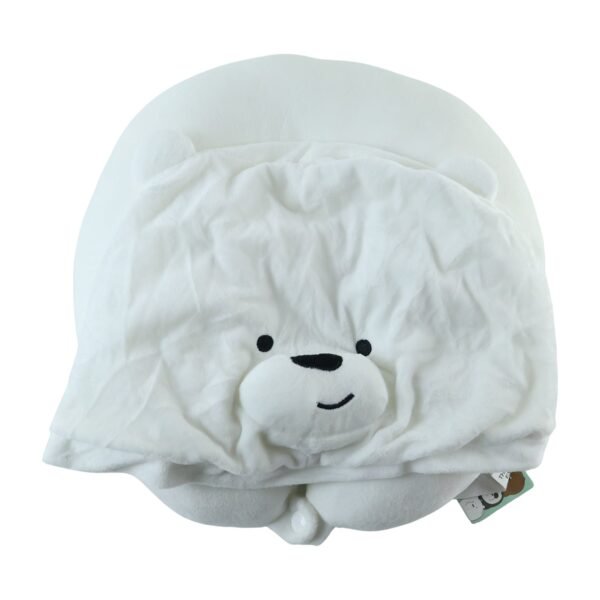 TravelhoodNeckPillow-04.jpg U Shaped Hooded Neck Pillow White Bear Travel Pillow with Hood Cap (1 Pc)