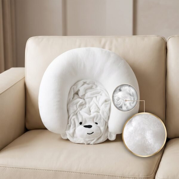 TravelhoodNeckPillow-05.jpg U Shaped Hooded Neck Pillow White Bear Travel Pillow with Hood Cap (1 Pc)