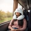 TravelhoodNeckPillow-07.jpg U Shaped Hooded Neck Pillow White Bear Travel Pillow with Hood Cap (1 Pc)