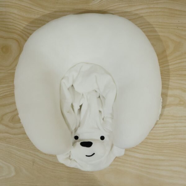 TravelhoodNeckPillow-live.jpg U Shaped Hooded Neck Pillow White Bear Travel Pillow with Hood Cap (1 Pc)