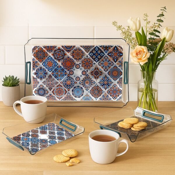 Multipurpose Serving Tray Set – 3 Nesting Trays with Handles