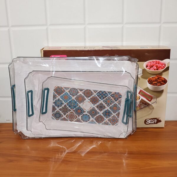 Multipurpose Serving Tray Set – 3 Nesting Trays with Handles