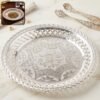 Decorative Silver Serving Tray – Elegant Round Floral Design