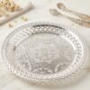 Decorative Silver Serving Tray – Elegant Round Floral Design