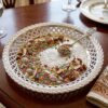 Decorative Silver Serving Tray – Elegant Round Floral Design