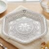 Decorative Silver Serving Tray – Traditional Embossed Floral Design