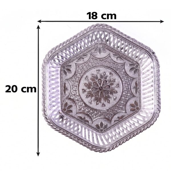 Decorative Silver Serving Tray – Traditional Embossed Floral Design