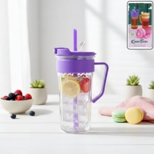Plastic Tumbler for Kids – Spill-Free 500ml with Straw & Handle