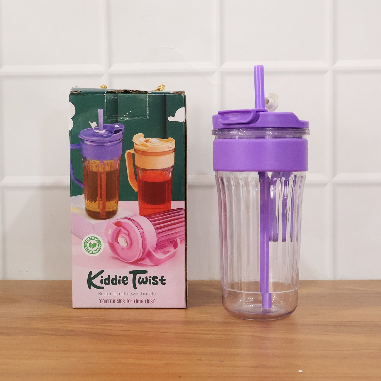 Plastic Tumbler for Kids – Spill-Free 500ml with Straw & Handle