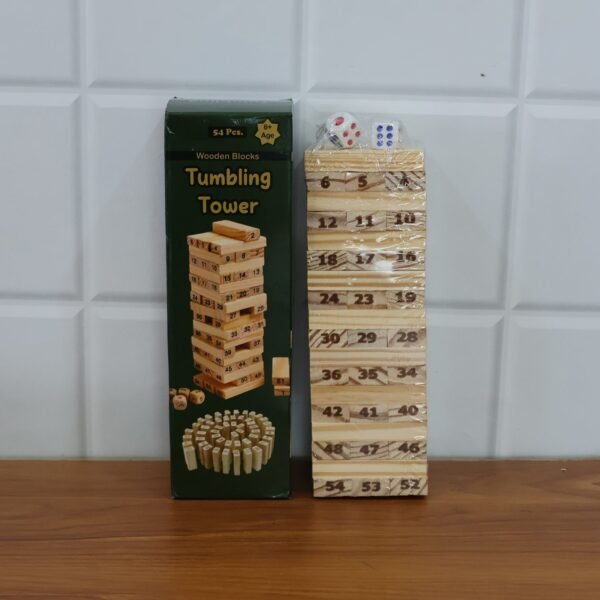 Tumbling Tower Wooden Blocks – 54-Piece Numbered Game Set