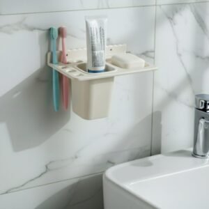 Wall Mounted Toothbrush Holder – 3in1 Multi-Compartment Organizer