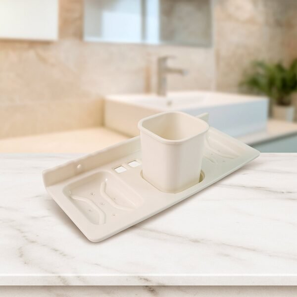 Wall-Mounted Bathroom Organizer – 4-in-1 Space Saver