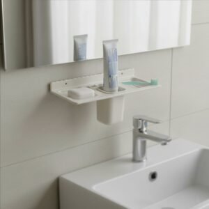 Wall-Mounted Bathroom Organizer – 4-in-1 Space Saver