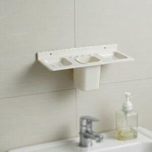 Wall-Mounted Bathroom Organizer – 4-in-1 Space Saver