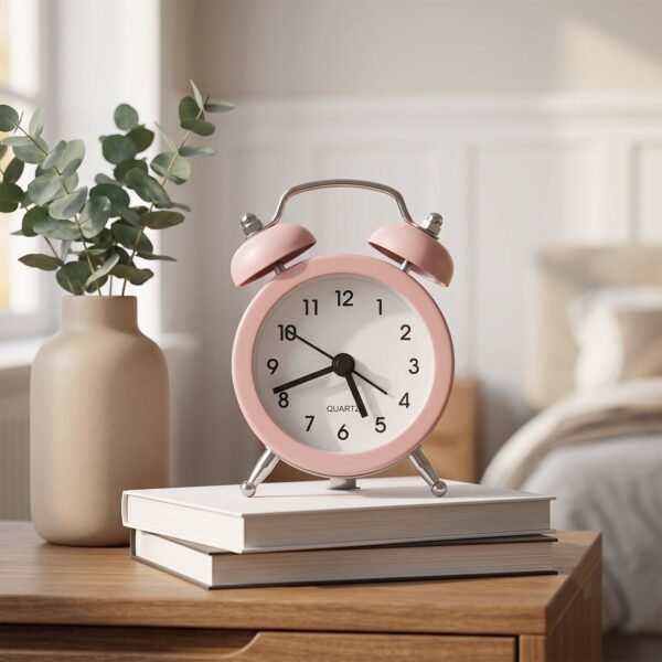 Mini Twin Bell Analog Alarm Clock Vintage Table Desk Loud Ringer (1 Pc)