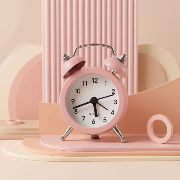 Mini Twin Bell Analog Alarm Clock Vintage Table Desk Loud Ringer (1 Pc)